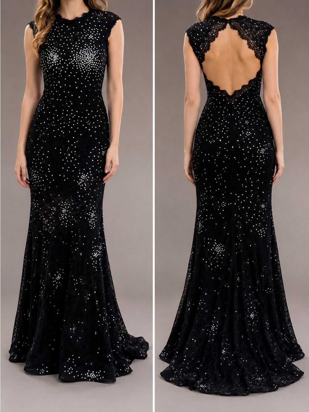 Avery G Formal Gown Prom Dress Black Lace Size 8